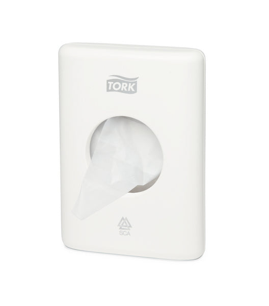 Hygienebeutelspender Tork – B5 System, Kunststoff, weiss, H 10 × B 14 × T 3,6 cm