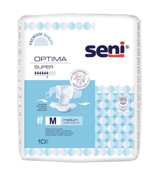 Seni Optima Super Gr. M, blau, 80 Stück – 1 Karton (8 × 10)