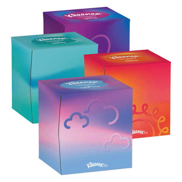 Kimberly-Clark Kleenex Collection Kosmetiktuch Würfelbox, 3-lagig, weiss, Box à 48 Tücher, 20,7 × 20,4 cm – 12 Boxen