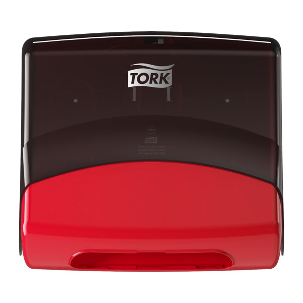 Einzeltuchspender Tork Performance – W4 System, Kunststoff, schwarz/rot, H 394 × B 427 × T 206 mm