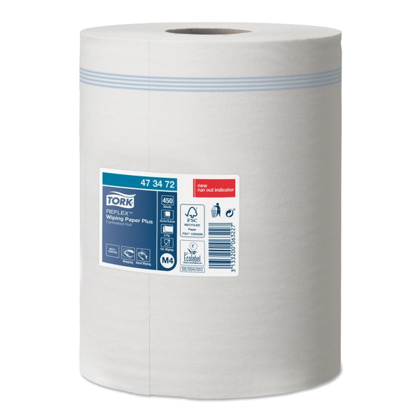 Mehrzweck-Papierwischtücher Tork Reflex stark Midi – M4 System, Mix, 2-lagig, weiss, 19,4 × 33,5 cm, 450 Blatt = 150 m, Innenabrollung