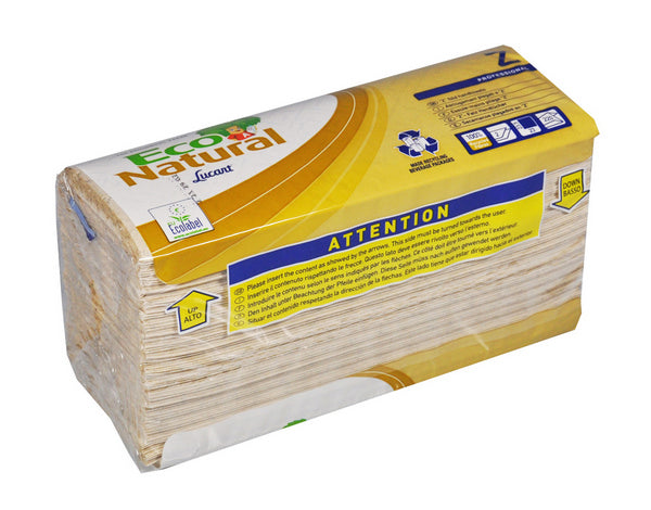 Lucart EcoNatural Z Handtuch, Z-Falzung, Recycling, 2-lagig, havanna, 23 × 23,5 cm – 3960 Stück