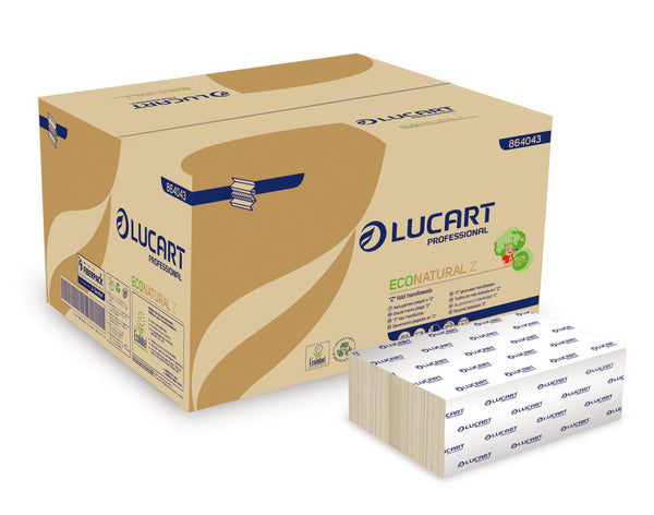 Lucart EcoNatural Z Handtuch, Recycling, 2-lagig, havanna, 22,5 × 24 cm – 3000 Stück