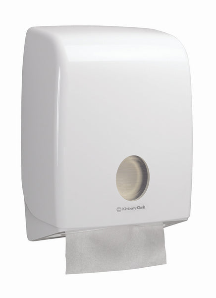 Handtuchspender Kimberly-Clark Aquarius C-Fold, Kunststoff, weiss, mit Sichtfenster, H 407 × B 317 × T 150 mm