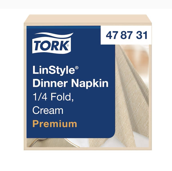 Servietten Tork LinStyle Premium, Airlaid, 39 × 39 cm, 1/4-Falz, creme