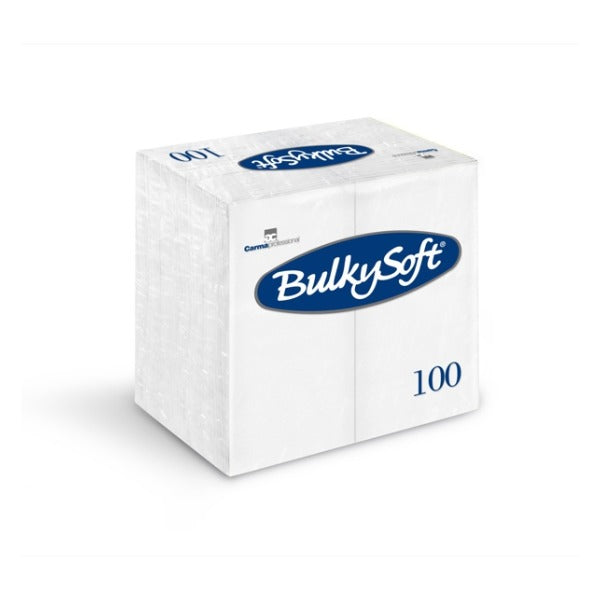 Bulkysoft Servietten, 2-lagig, 1/8-Kopffalzung, weiss, 33 × 33 cm – 2000 Stück (20 x 100)
