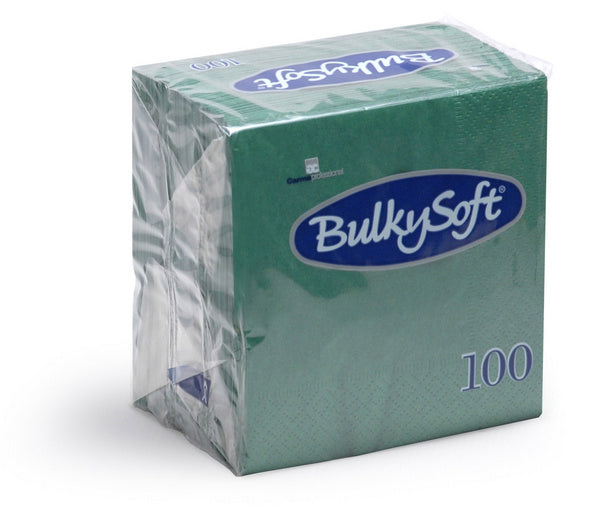 Servietten Bulkysoft 40 × 40 cm, 3-lagig, 1/4-Falzung, Tannengrün