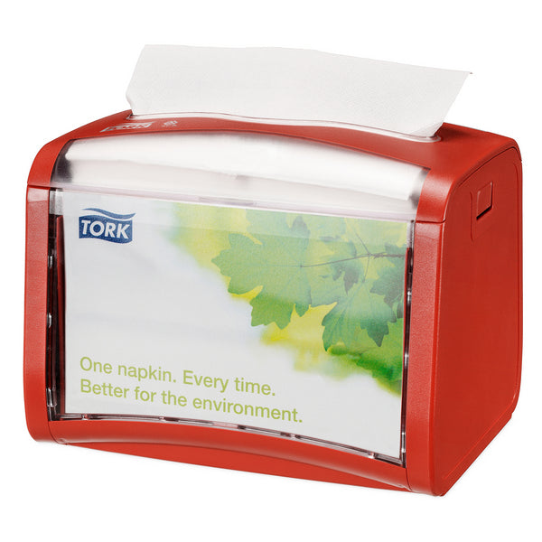 Serviettenspender Tork Xpressnap – N4 System, Kunststoff, rot, H 155 × B 201 × T 150 mm, für ca. 275 Servietten