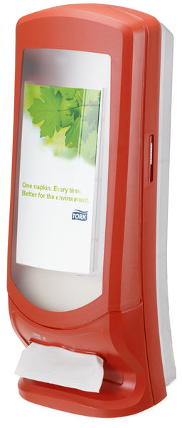 Serviettenspender Tork Xpressnap – N4 System, Kunststoff, rot, H 622 × B 235 × T 235 mm, für ca. 1100 Servietten