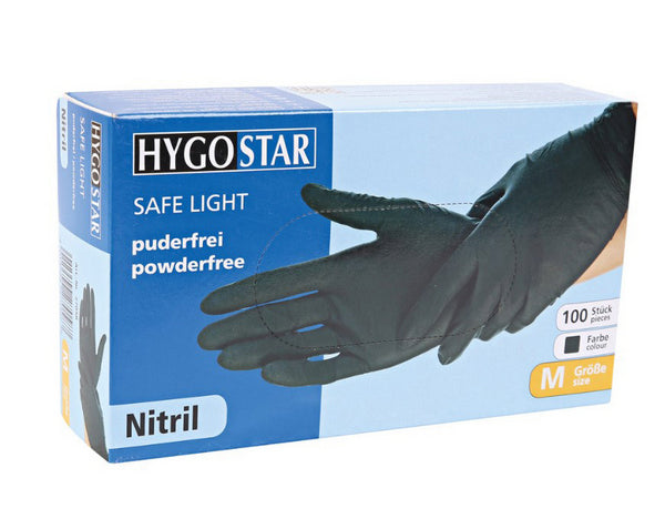 Nitril-Einweghandschuhe Hygostar Safe Light, schwarz, puderfrei, unsteril, 90 Stück, Grösse XXL