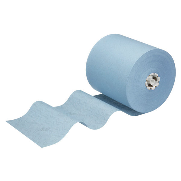 Kimberly-Clark Scott Essential Handtuchrolle, 1-lagig, blau, 19,8 cm × 350 lfm – 6 Rollen