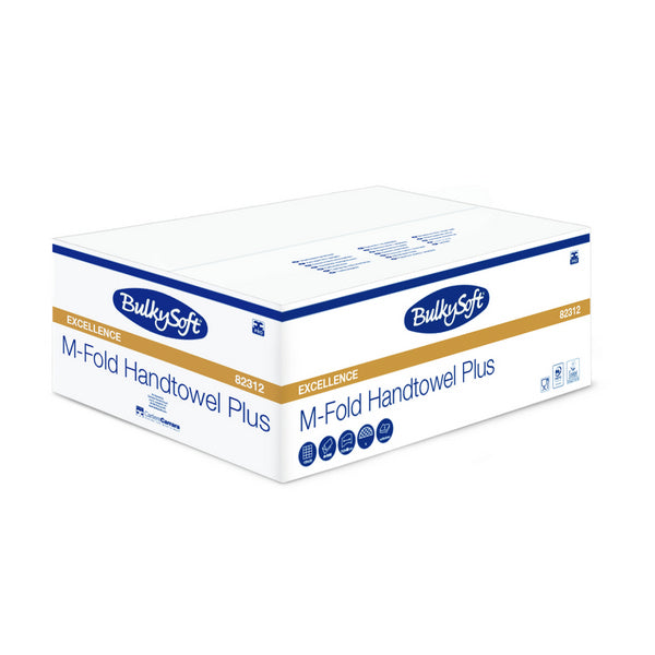 Bulkysoft Premium Handtuch, M-Falzung, 2-lagig, weiss, 21,5 × 32 cm – 3125 Blatt (25 x 125)