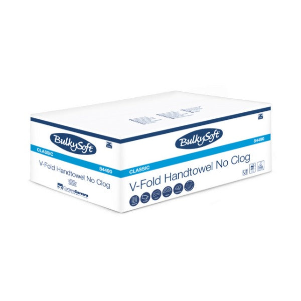 Bulkysoft Classic Handtuch, V-Falzung, 2-lagig, weiss, 24 × 21 cm – 3000 Blatt (15 x 200)