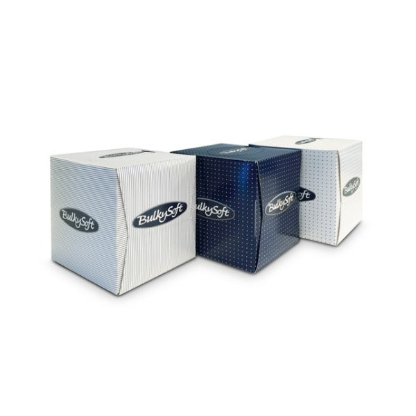 Bulkysoft Kosmetiktuch Würfelbox, Zellstoff, 2-lagig, weiss, Box à 90 Tücher, 20,5 × 20,5 cm – 24 Boxen