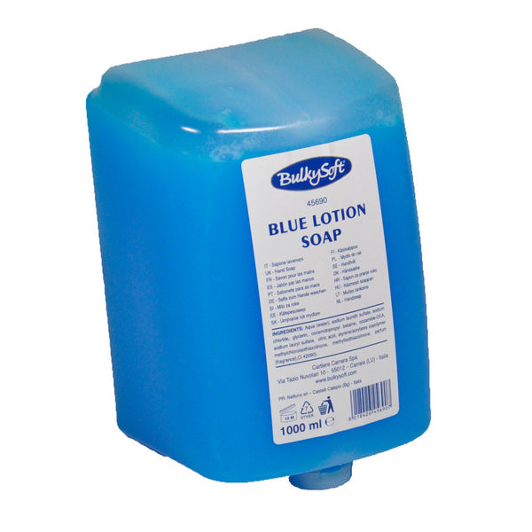 Bulkysoft Flüssigseife, kristallblau, pH-neutral, 1 Liter – 12 Flaschen