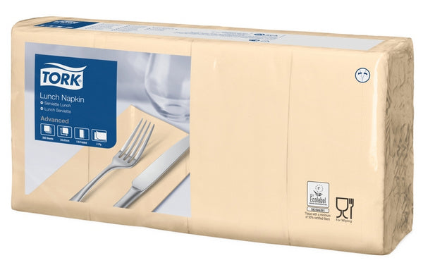 Servietten Tork Advanced, 33 × 33 cm, 2-lagig, 1/8-Kopffalz, sand