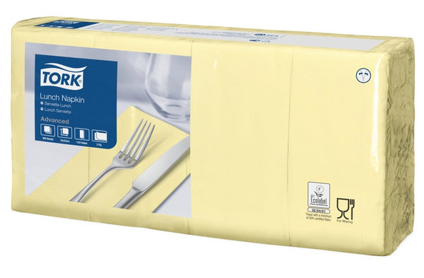Servietten Tork Advanced, 33 × 33 cm, 2-lagig, 1/8-Kopffalz, champagner