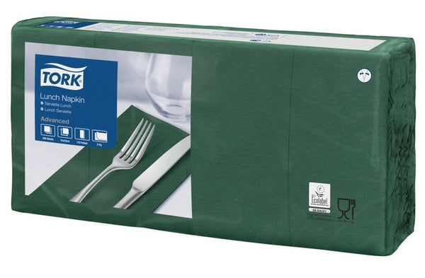 Servietten Tork Advanced, 33 × 33 cm, 2-lagig, 1/8-Kopffalz, dunkelgrün