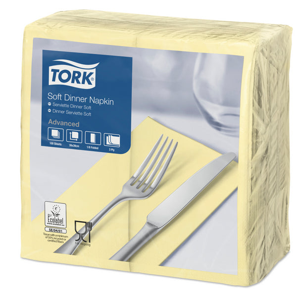 Servietten Tork Advanced, 39 × 39 cm, 3-lagig, 1/8-Kopffalz, champagner