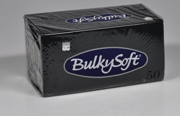 Servietten Bulkysoft 33 × 33 cm, 1/8-Kopffalzung, Schwarz