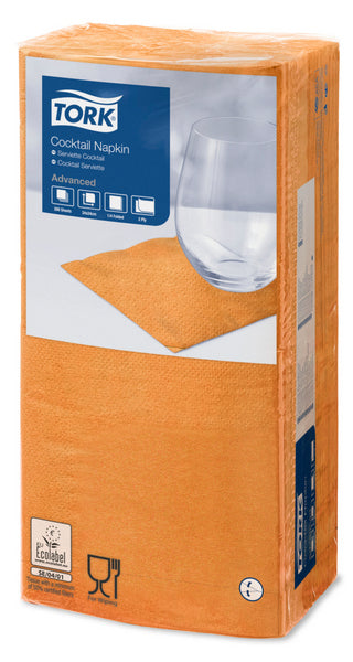 Cocktail-Servietten Tork Advanced, 24 × 24 cm, 2-lagig, 1/4-Falz, orange