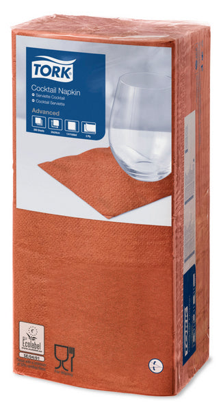 Cocktail-Servietten Tork Advanced, 24 × 24 cm, 2-lagig, 1/4-Falz, terracotta