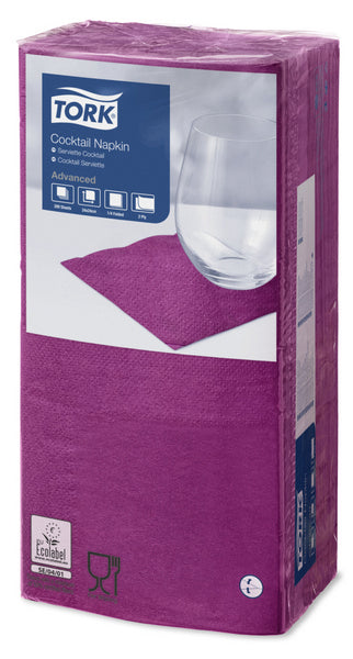 Cocktail-Servietten Tork Advanced, 24 × 24 cm, 2-lagig, 1/4-Falz, violett