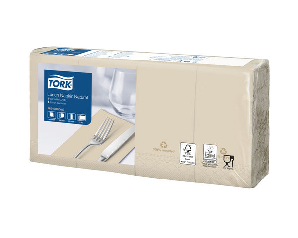 Servietten Tork Advanced, 33 × 33 cm, 2-lagig, 1/8-Kopffalz, beige
