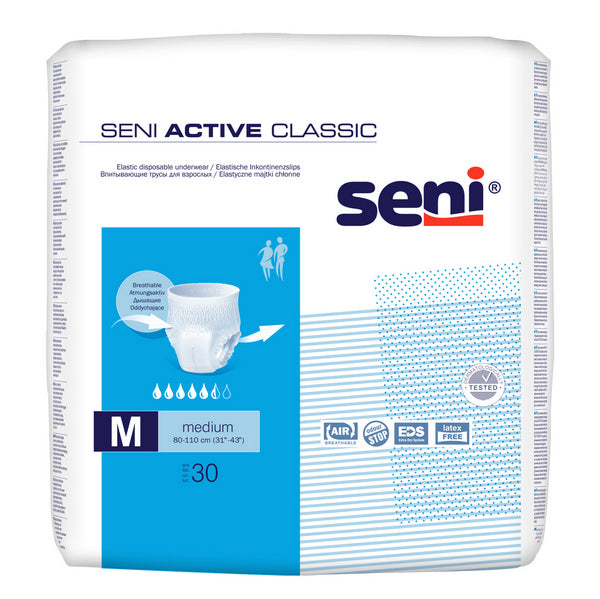 Seni Active Classic Medium, blau, 90 Stück – 1 Karton (3 × 30)
