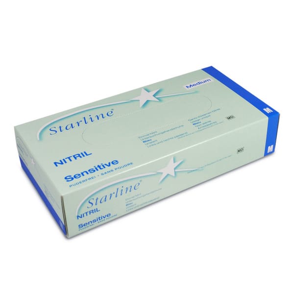 Nitril-Untersuchungshandschuhe Starline Medical Sensitive, blau, puderfrei, unsteril, Grösse M  – 100 Stück