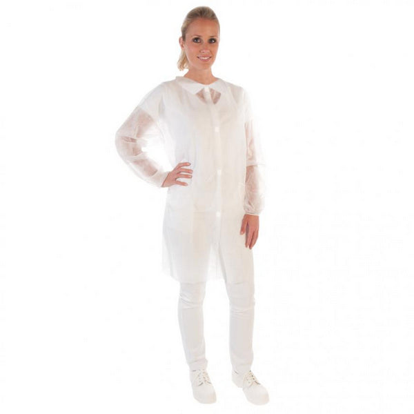 HYGOSTAR Besucherkittel ECO, PP-Vlies, 50 g/m², weiss, Klettverschluss, Grösse XL – 100 Stück
