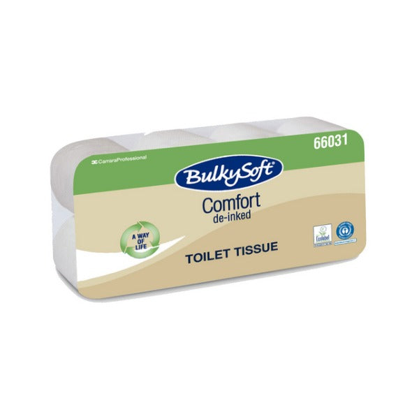 Bulkysoft Comfort Toilettenpapier Kleinrollen, Recycling, 3-lagig, 250 Blatt – 72 Rollen