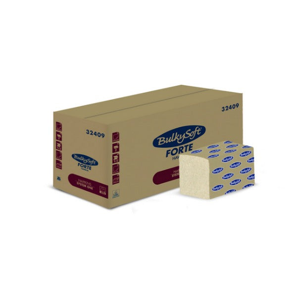 Bulkysoft System One Spenderservietten, 2-lagig, braun (Forte Havanna), 21,5 × 16 cm – 4000 Stück (20 x 200)