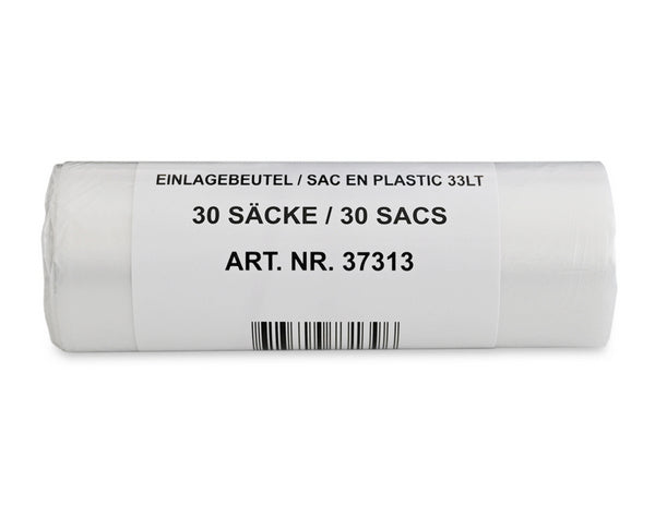 Einlagebeutel mit Verschlussband, 33 l, HD-PE, transparent, Rolle à 30 Säcke