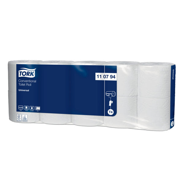 Tork Universal Toilettenpapier Kleinrollen T4, Recycling, 2-lagig, 250 Blatt – 70 Rollen