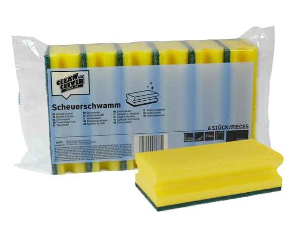 Scheuerschwamm CLEAN and CLEVER SMA 60, gross, 15 × 7 × 4,5 cm – 6 Stück