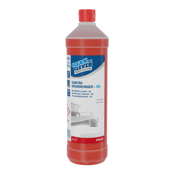Sanitärgrundreiniger-Gel CLEAN and CLEVER PRO 84, 1 Liter – 12 Flaschen