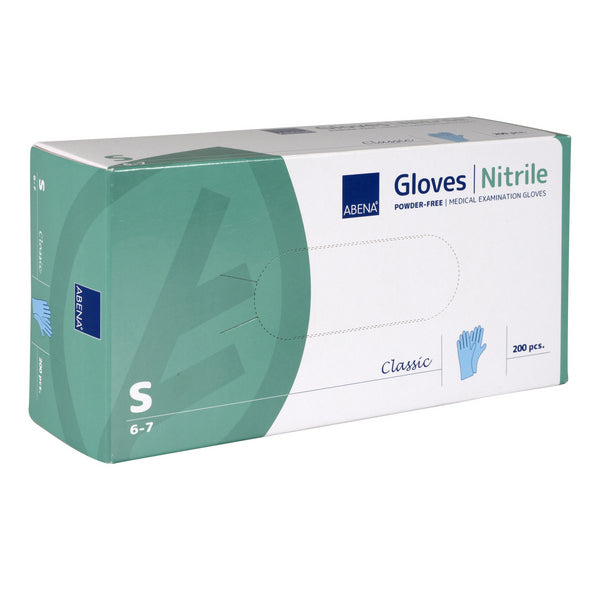 Nitril-Einweghandschuhe Abena Classic, blau, puderfrei, unsteril, 240 mm, Grösse S – 200 Stück