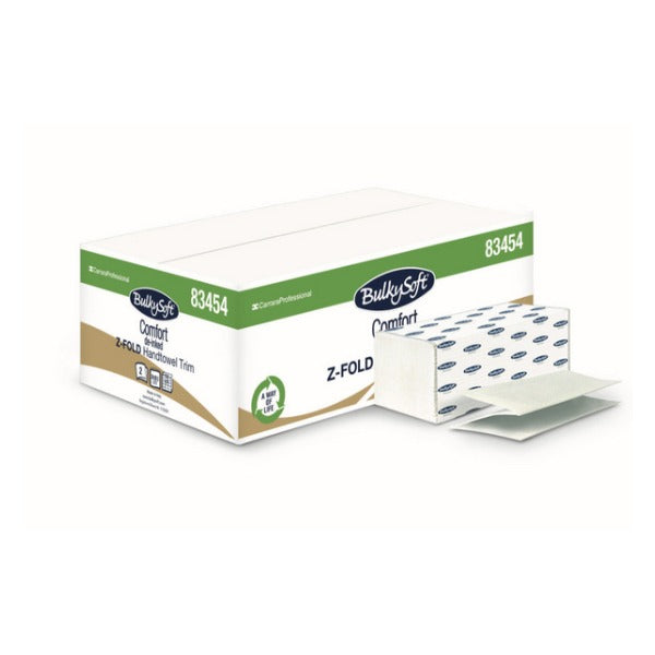 Bulkysoft Comfort Handtuch, Z-Falzung, Recycling, 2-lagig, weiss, 20,5 × 24 cm – 3750 Blatt (25 x 150)