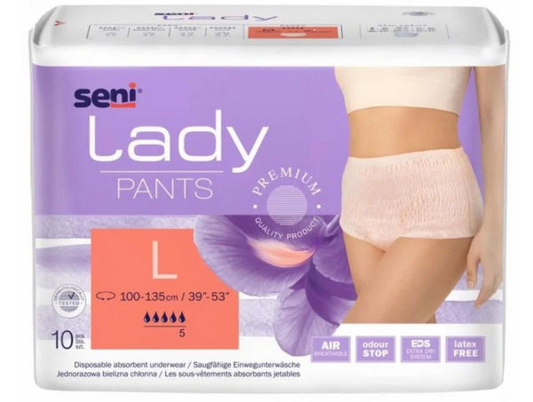 Seni Lady Pants L, Inkontinenzeinlage für Frauen, creme – 10 Stück