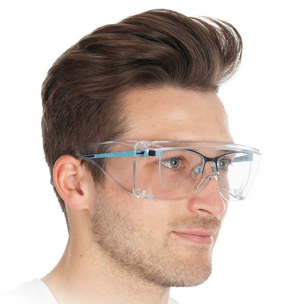 HYGOSTAR Schutzbrille für Brillenträger, Polycarbonat, klare Gläser, EN 166 – 1 Stück