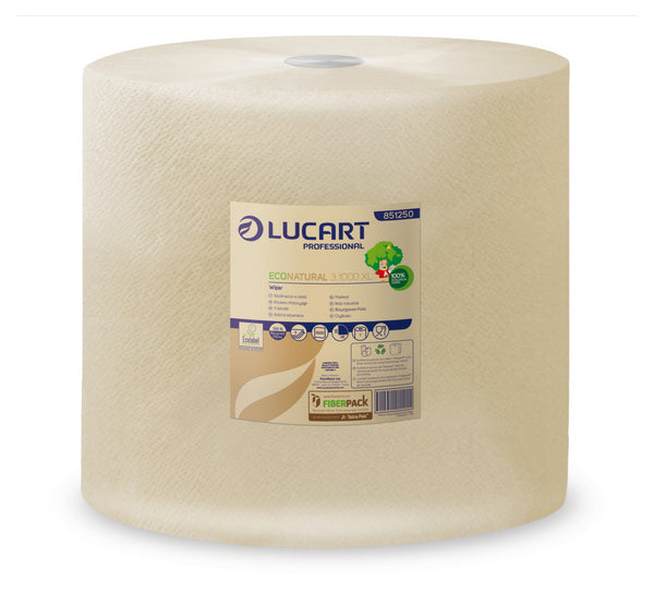 Lucart EcoNatural 3.1000 XL Papierwischtücher Maxi, Recycling, 3-lagig, havanna, 1000 Blatt – 1 Rolle