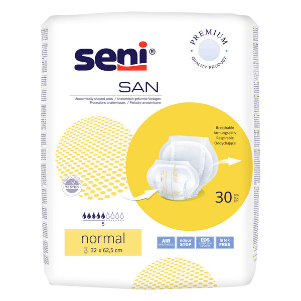 Seni San Normal, gelb, 120 Stück – 1 Karton (4 × 30)