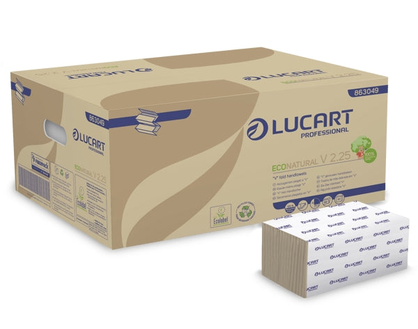 Lucart EcoNatural V 2.25 Handtuch, Recycling, 2-lagig, havanna, 25,3 × 21 cm – 3800 Stück