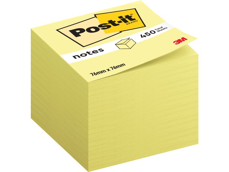 Notizzettel Post-it gelb, 76 × 76 mm – 1 Block, 450 Blatt