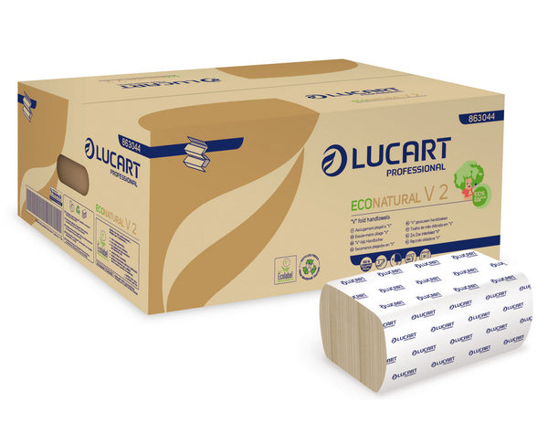 Lucart EcoNatural V 2 Handtuch, Recycling, 2-lagig, havanna, 21 × 21 cm – 3800 Stück