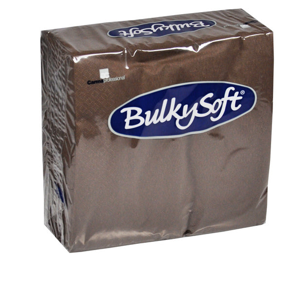 Servietten Bulkysoft 40 × 40 cm, 3-lagig, 1/4-Falzung, Braun
