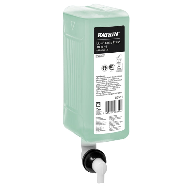 Katrin Flüssigseife Fresh, grün, 1000 ml – 6 Flaschen