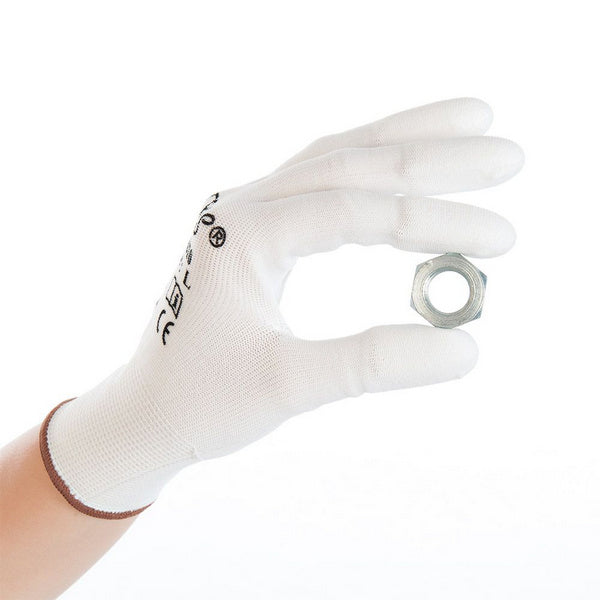 Strickhandschuhe Hygostar ULTRA FLEX FINGER, Nylon, weiss, PU-beschichtet – 12 Paar