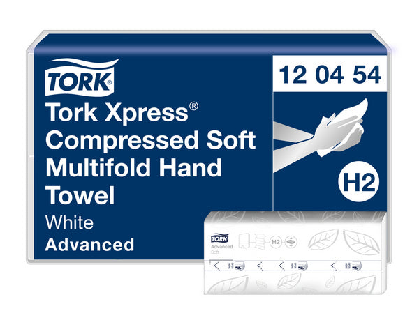 Handtuch Tork Advanced komprimiert – H2 System, W-Falz, Mix, 2-lagig, weiss, 21,2 × 32 cm